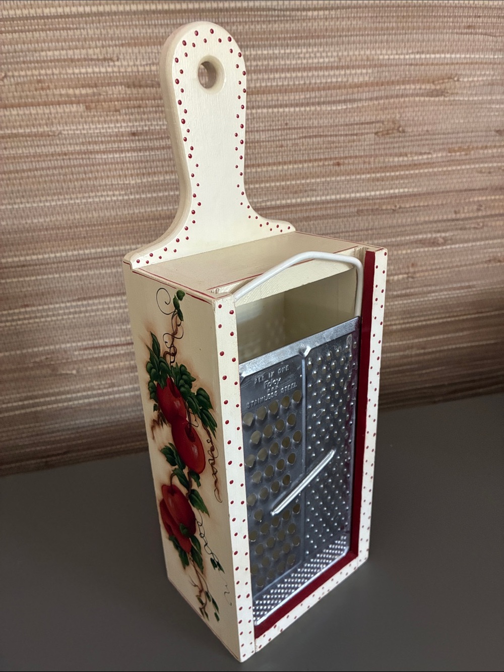 Hand Toled Wooden Box Grater Caddy